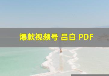 爆款视频号 吕白 PDF